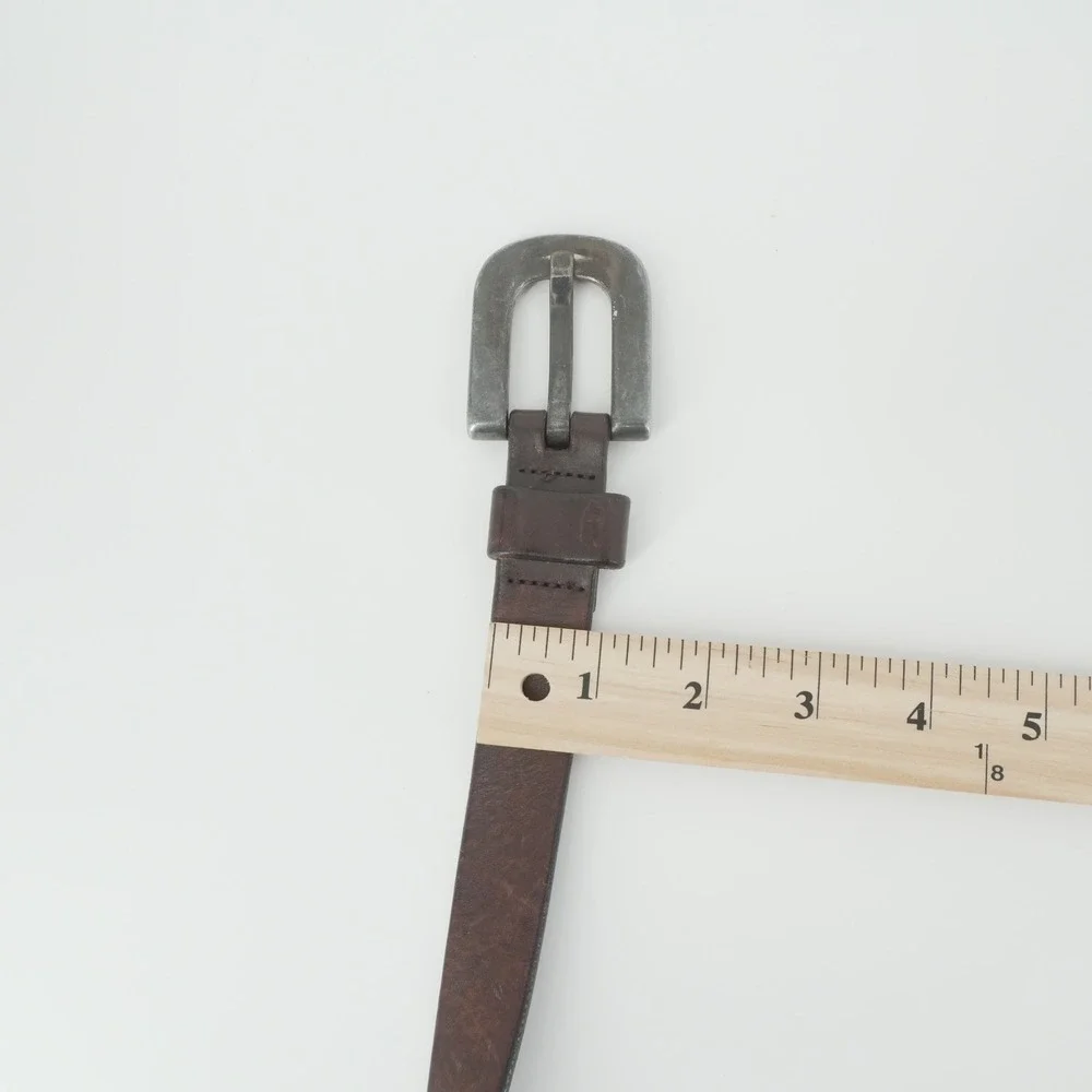 Leather Belt Mens 30 Brown Distressed Horseshoe Buckle Casual